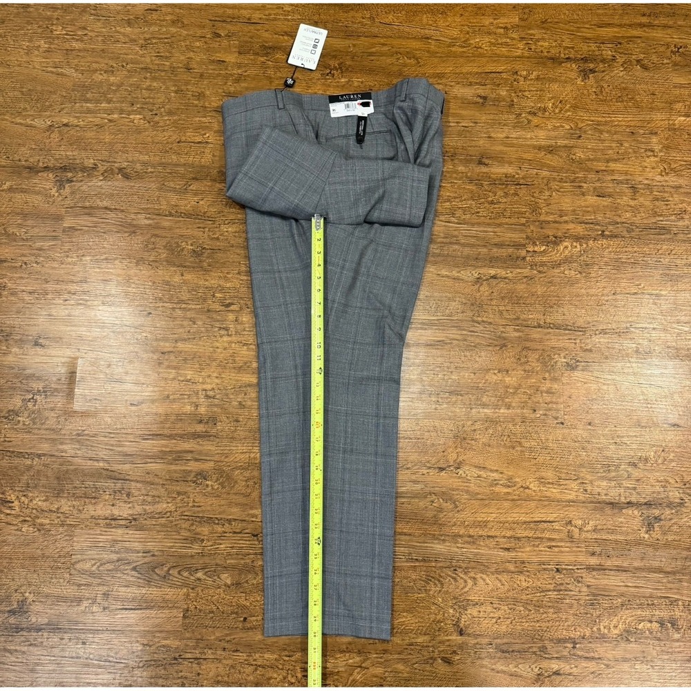 Lauren Ralph Lauren UltraFlex Gray Plaid Wool Blend Classic Dress Pant Men 44x30 - Picture 8 of 9